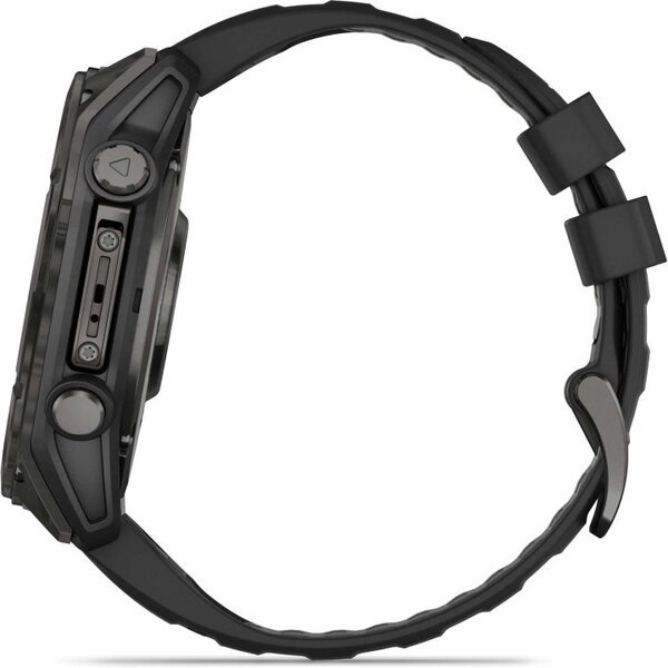 Garmin Fenix 8 AMOLED 51mm išmanusis sportinis laikrodis Sapphire, Carbon Grey DLC con cinturino in silicone Black/pebble grey