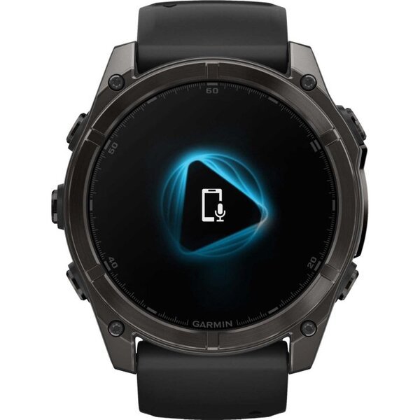 Garmin Fenix 8 AMOLED 51mm išmanusis sportinis laikrodis Sapphire, Carbon Grey DLC con cinturino in silicone Black/pebble grey
