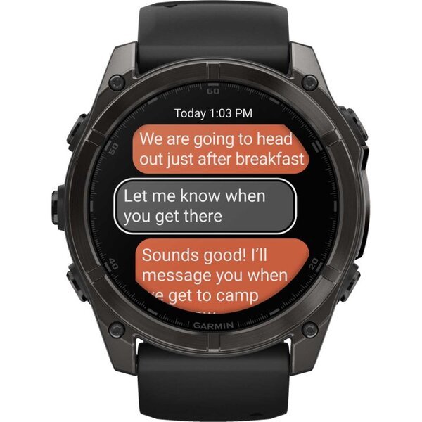 Garmin Fenix 8 AMOLED 51mm išmanusis sportinis laikrodis Sapphire, Carbon Grey DLC con cinturino in silicone Black/pebble grey