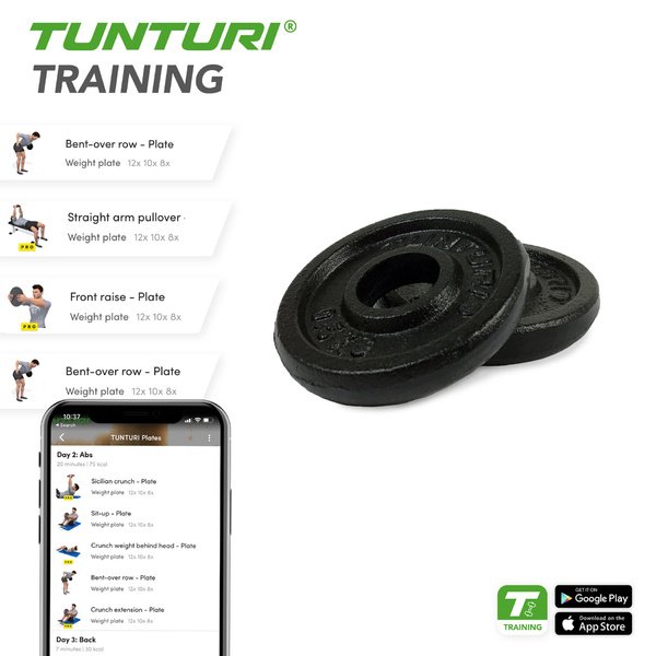 Svorio diskai TUNTURI Plates juodi, 30 mm, 0,5 kg (pora)