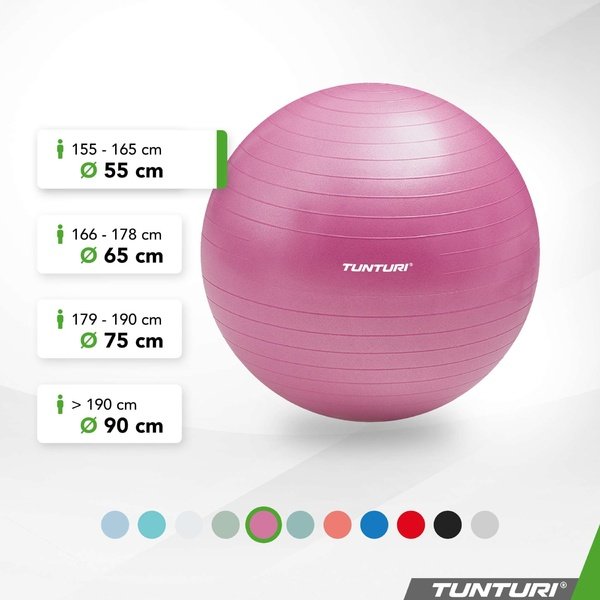 Gimnastikos kamuolys TUNTURI Gymball 65 cm, atsparus sprogimams, violetinis