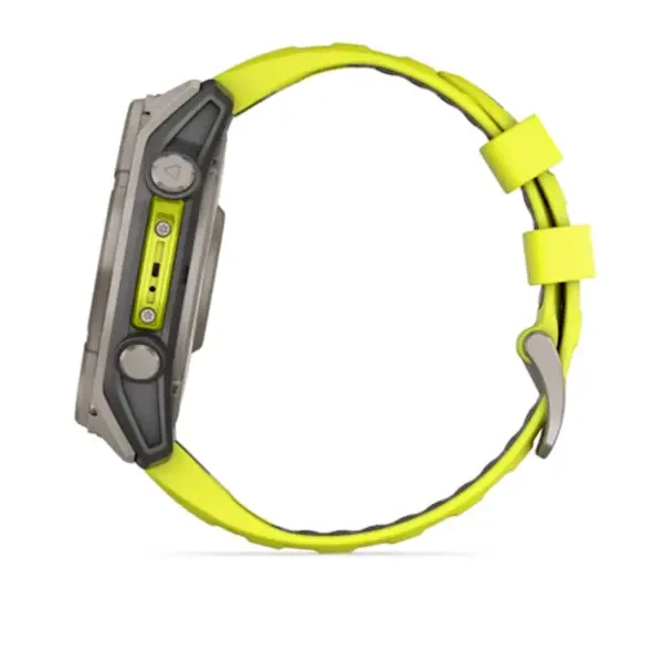 Garmin fenix 8  – 51 mm, Solar, Sapphire išmanusis sportinis laikrodis (Ryškiai Geltonos Spalvos)