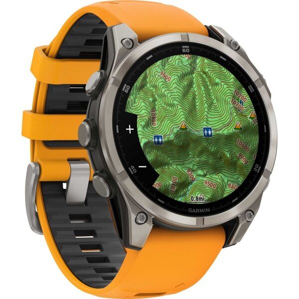 Garmin Fenix 8 AMOLED 47mm išmanusis sportinis laikrodis Sapphire, Titanium with Spark orange/graphite