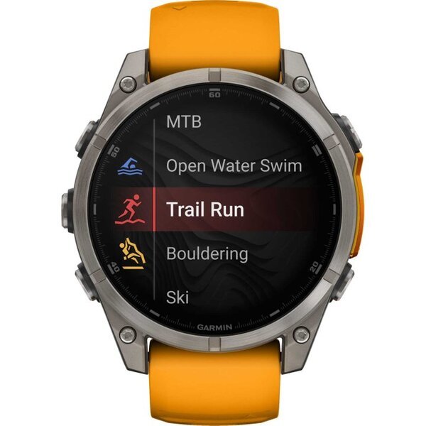 Garmin Fenix 8 AMOLED 47mm išmanusis sportinis laikrodis Sapphire, Titanium with Spark orange/graphite