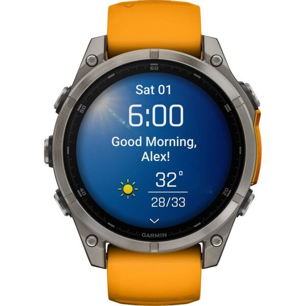 Garmin Fenix 8 AMOLED 47mm išmanusis sportinis laikrodis Sapphire, Titanium with Spark orange/graphite