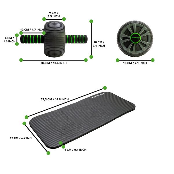 Pilvo preso volelis TUNTURI Pro Exercise Wheel Deluxe, su kelių pagalvėle