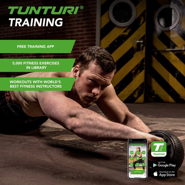 Pilvo preso volelis TUNTURI Pro Exercise Wheel Deluxe, su kelių pagalvėle