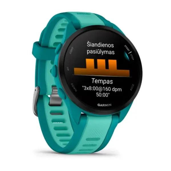 Garmin Forerunner 165 Music išmanusis sportinis laikrodis (Žalsvai mėlynos spalvos)