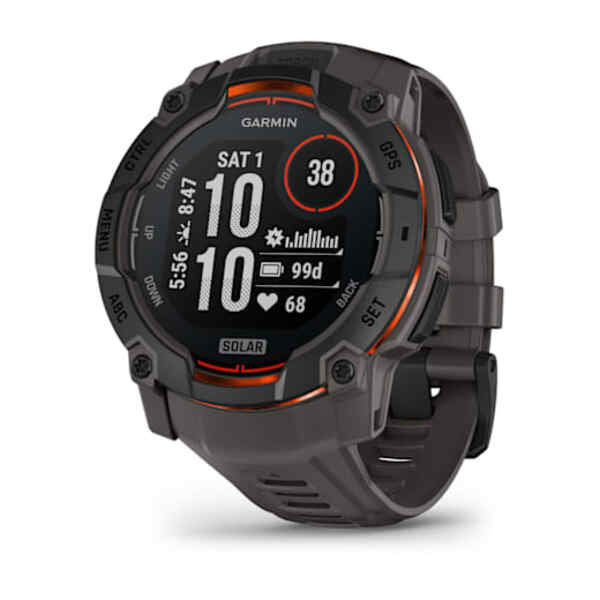 Garmin Instinct&reg; 3 &ndash; 50 mm, Solar i&scaron;manusis sportinis laikrodis Juodas su anglies spalvos dirželiu 