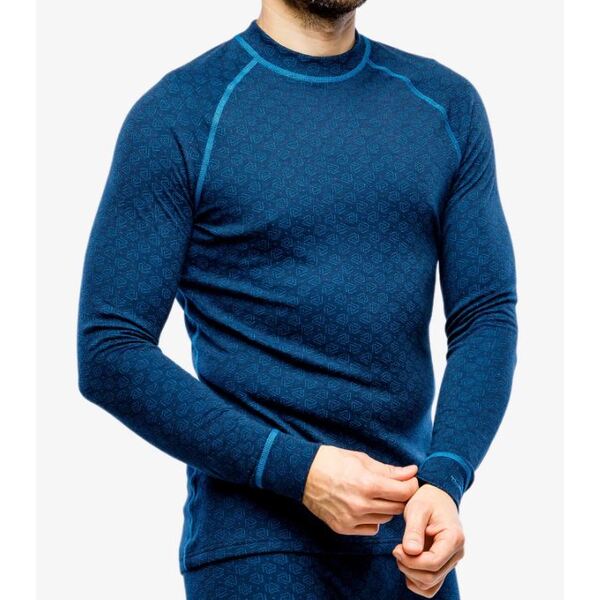 Termo marškinėliai Thermowave vyr. Merino Xtreme ilgom rankovėm mėlyni