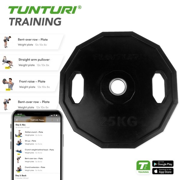 Svorio plok&scaron;tė TUNTURI Olympic Rubber Plate, 50 mm, 25 kg
