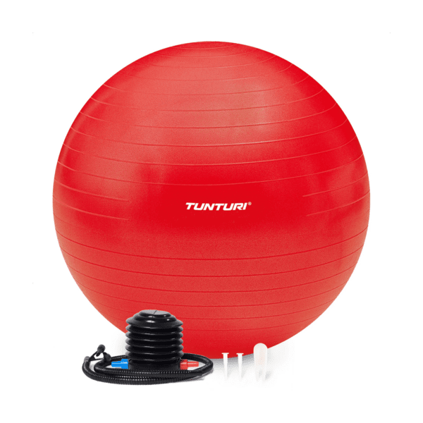 TUNTURI gimnastikos kamuolys 65 cm, atsparus sprogimams, raudonas