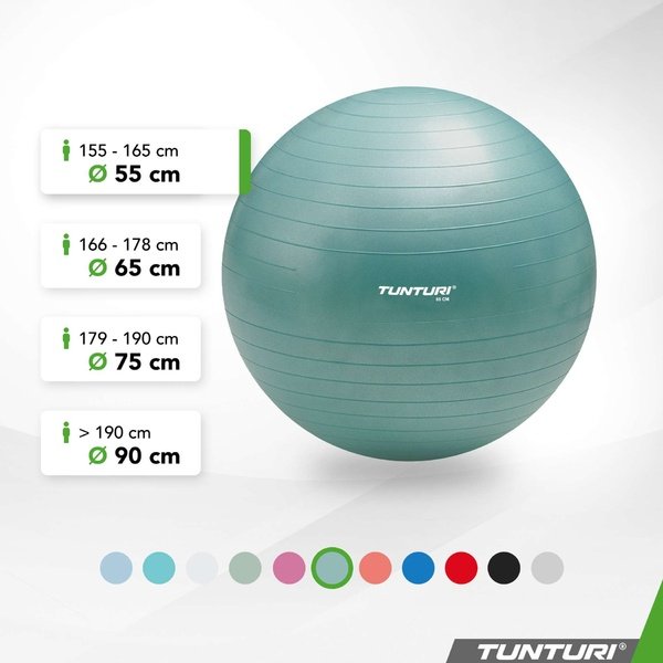 Gimnastikos kamuolys TUNTURI Gymball 55cm, Anti-Burst, Mint