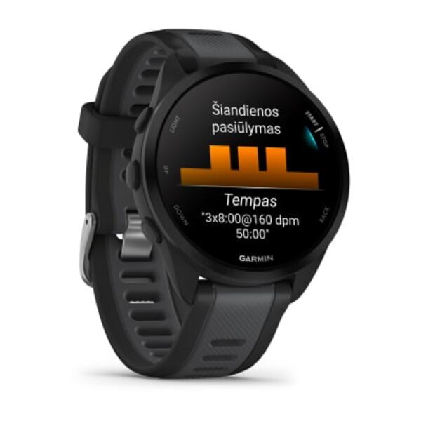 Garmin Forerunner 165  i&scaron;manusis laikrodis Juodos / pilkai melsvos spalvos