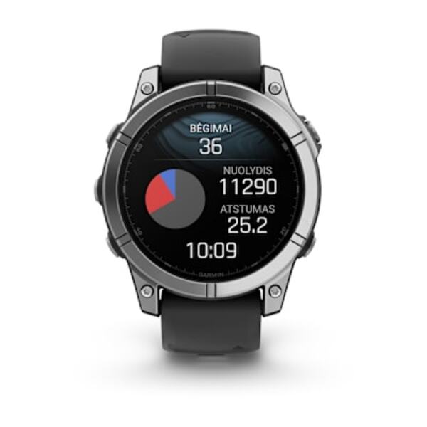 Garmin Fenix E &ndash; 47 mm, AMOLED  i&scaron;manusis sportinis laikrodis Nerūdijantysis plienas su Juodo silikono dirželis 