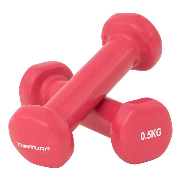 Hanteliai TUNTURI vinilo hanteliai 2 x 0,5 kg, rožiniai