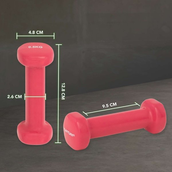 Hanteliai TUNTURI vinilo hanteliai 2 x 0,5 kg, rožiniai
