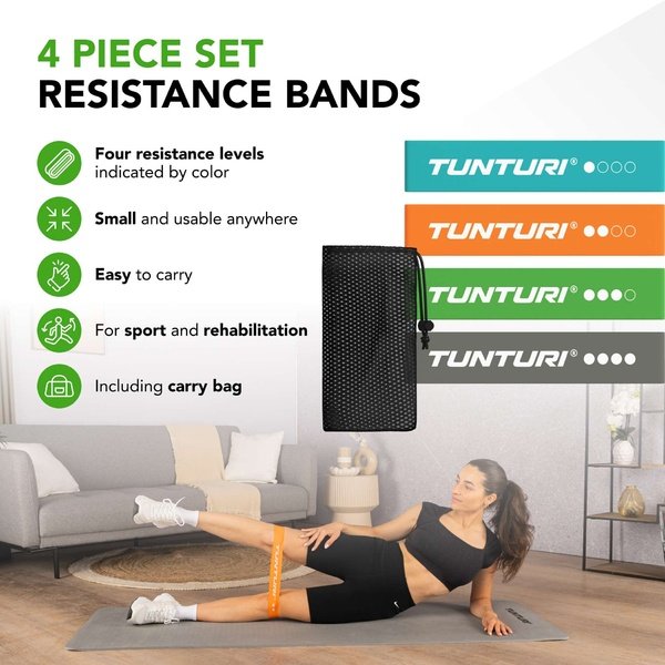 TUNTURI Mini Resistance Band Set, 4 vnt