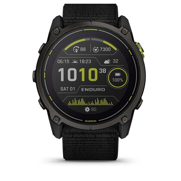 Garmin Enduro 3 Carbon Grey DLC Titanium with Black UltraFit Nylon Strap i&scaron;manusis laikrodis
