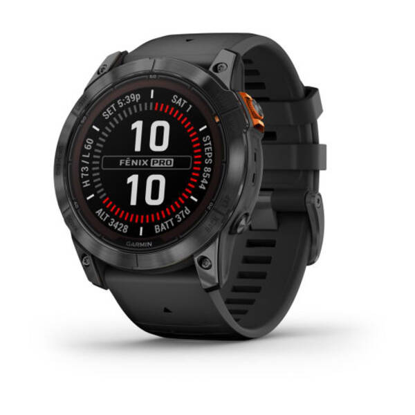 Garmin Fēnix 7X Pro &ndash; Solar Edition i&scaron;manusis laikrodis Pilkos skalūno spalvos, su juodu dirželiu 
