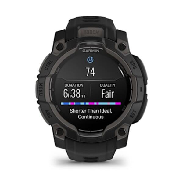 Garmin Instinct® 3 – 45 mm, AMOLED išmanusis sportinis laikrodis  Juodas su juodu dirželiu