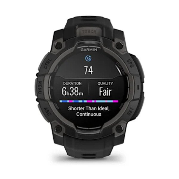 Garmin Instinct&reg; 3 &ndash; 45 mm, AMOLED i&scaron;manusis sportinis laikrodis  Juodas su juodu dirželiu
