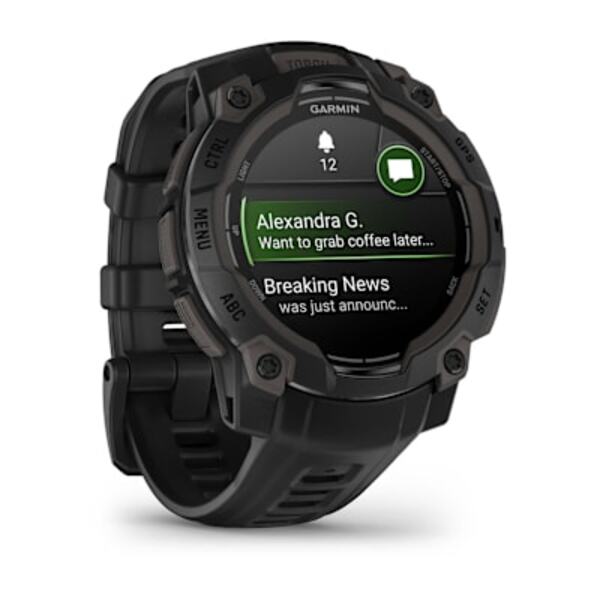 Garmin Instinct&reg; 3 &ndash; 45 mm, AMOLED i&scaron;manusis sportinis laikrodis  Juodas su juodu dirželiu