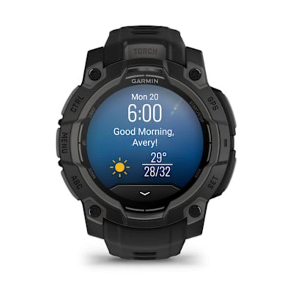Garmin Instinct&reg; 3 &ndash; 45 mm, AMOLED i&scaron;manusis sportinis laikrodis  Juodas su juodu dirželiu