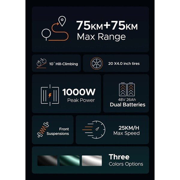 Dviratis 20" elektrinis Engwe M20 viena baterija juodas