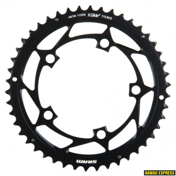 Priekinė žvaigždė SRAM Road X-Glide R 46T Yaw 11 Speed S2 Hidden Bolt/Non/Hidden Bolt 110 Alum 5mm Blast Black BB30 or GXP (46/36)