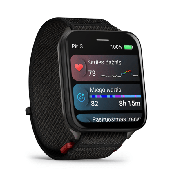 Garmin Venu® X1 Juodas su pilka titano nugarėle ir juodu nailoniniu dirželiu