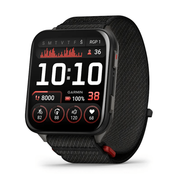 Garmin Venu® X1 Juodas su pilka titano nugarėle ir juodu nailoniniu dirželiu