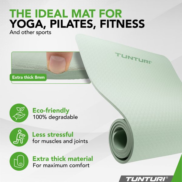 Jogos kilimėlis Tunturi Yogamat 8mm, Mėtų