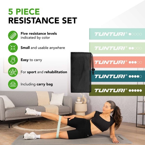 TUNTURI Mini Resistance Band Set, 5 vnt