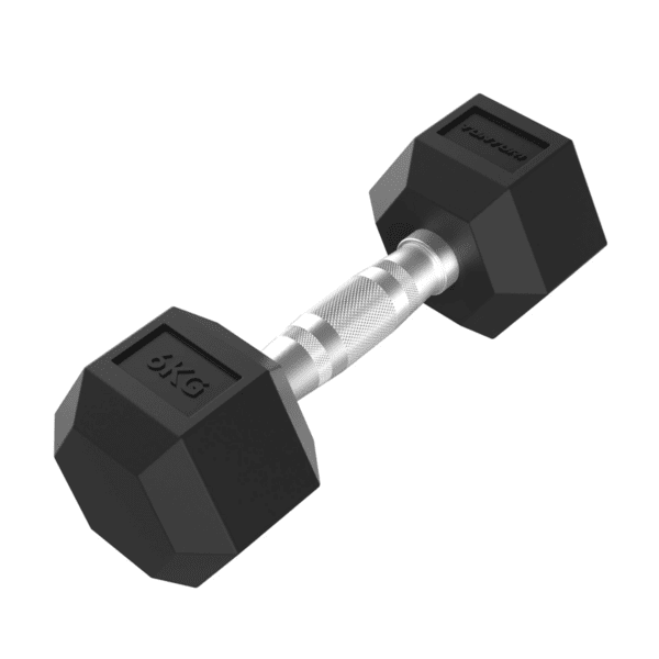 Hanteliai TUNTURI Platinum Hex guminis hantelis, 6 kg