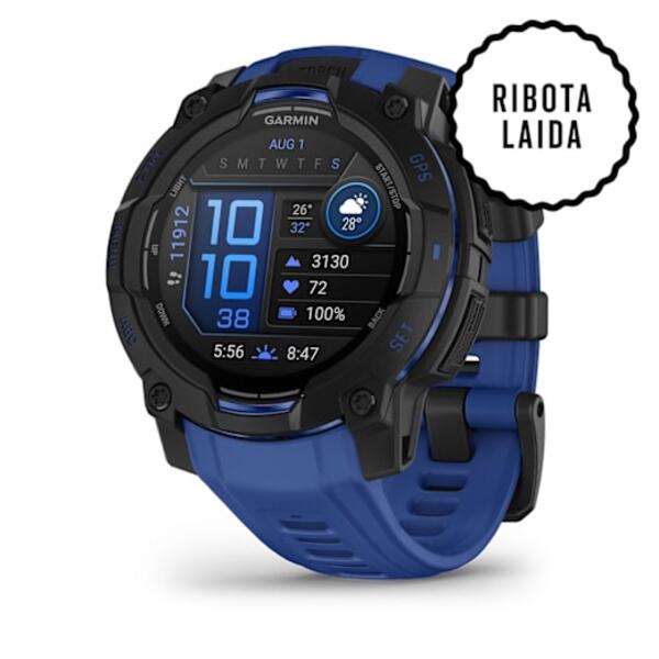Garmin Instinct&reg; 3 &ndash; 45 mm, AMOLED  i&scaron;manusis sportinis laikrodis Juodas su mėlynu / juodu dirželiu
