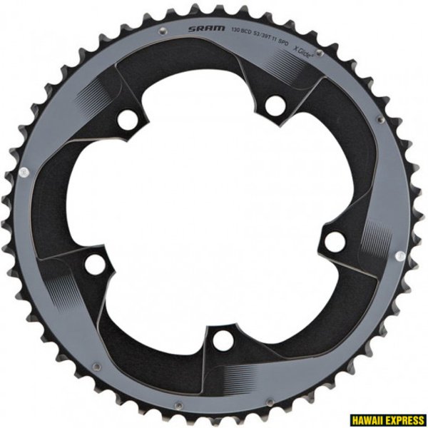 Priekinė žvaigždė SRAM Road Force22 X-Glide R 53T Yaw 11 Speed S3 Hidden Bolt/Non Hidden Bolt 130 Alum 5mm Blast Black BB30 or GXP (53-39)