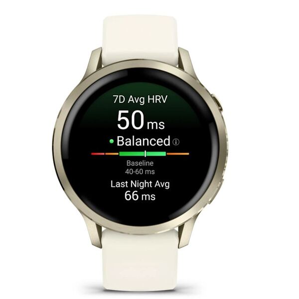 Garmin Venu® 4 – 41 mm Lunar Gold with Bone Silicone išmanusis laikrodis