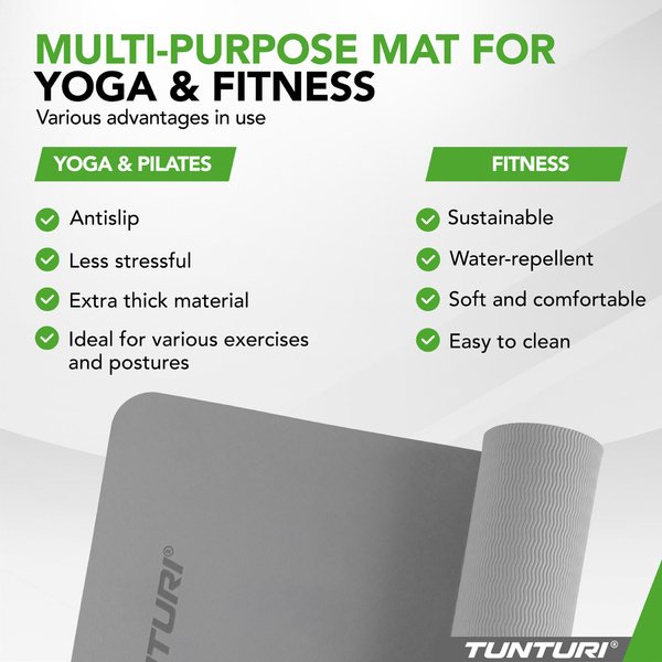 Jogos kilimėlis Tunturi Yogamat 8mm, pilkas