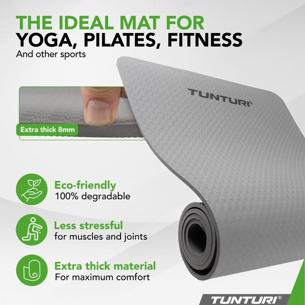 Jogos kilimėlis Tunturi Yogamat 8mm, pilkas