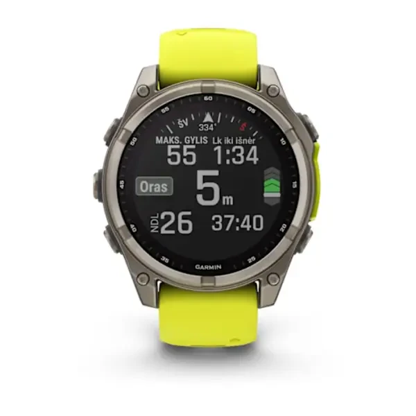 Garmin fēnix 8 – 47 mm, Solar, Sapphire išmanusis sportinis laikrodis (Titano spalvos)