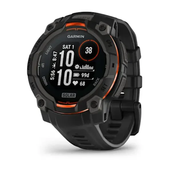 Garmin Instinct® 3 – 45 mm, Solar išmanusis sportinis laikrodis (Juodos spalvos)