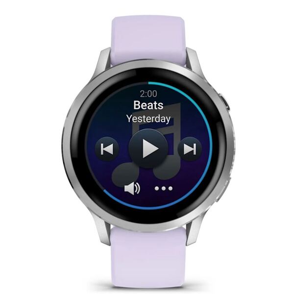 Garmin Venu® 4 – 41 mm Lunar Silver with Periwinkle Silicone išmanusis laikrodis