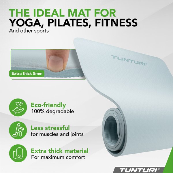 Jogos kilimėlis Tunturi Yogamat 8mm, &scaron;viesiai mėlynas