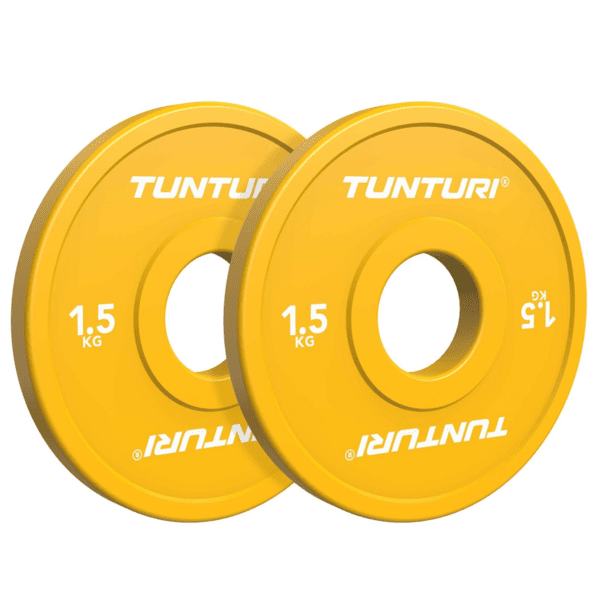 Svorio diskai TUNTURI Platinum daliniai diskai, geltoni, 50 mm, 2 x 1,5 kg