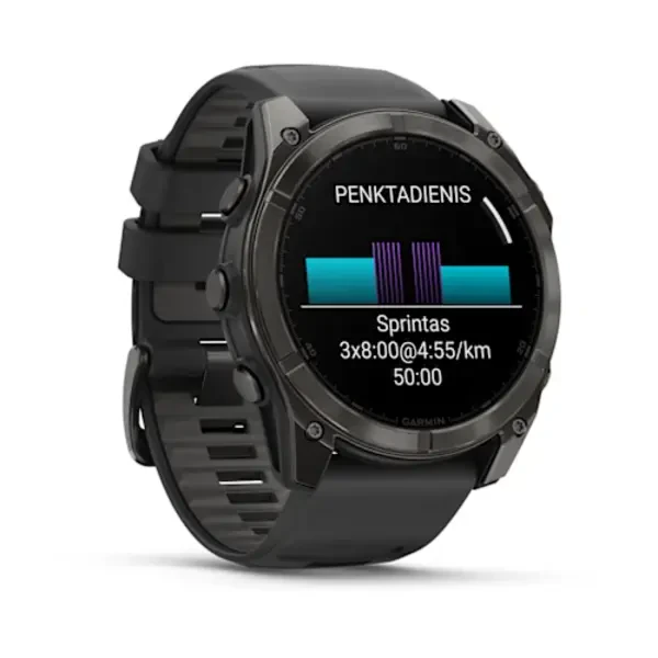 Garmin fenix 8 51mm Sapphire, AMOLED DLC išmanusis sportinis laikrodis (Carbon Grey spalvos)