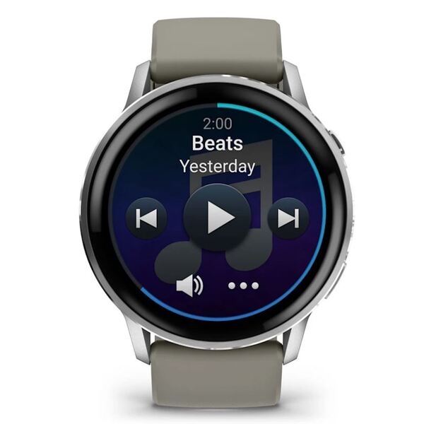 Garmin Venu® 4 – 45 mm Lunar Silver with Silver Gray Silicone išmanusis laikrodis