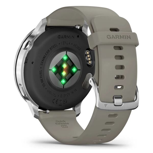 Garmin Venu® 4 – 45 mm Lunar Silver with Silver Gray Silicone išmanusis laikrodis