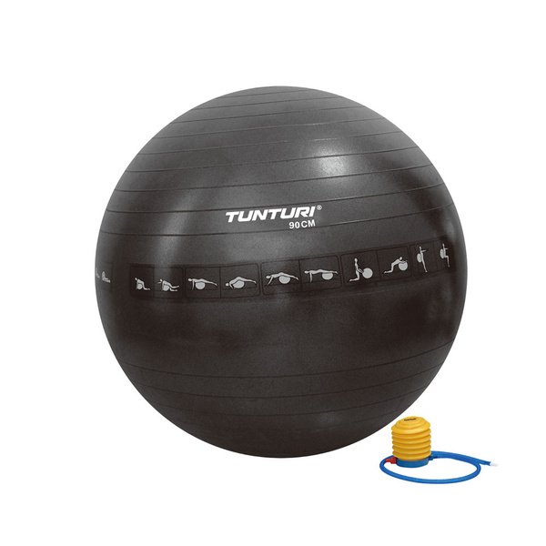 Gimnastikos kamuolys TUNTURI Gymball 55cm, atsparus sprogimui, juodas