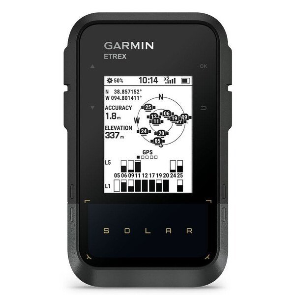 Garmin eTrex SE GPS saulės energija maitinamas turistinis navigacijos prietaisas, juodos/pilkos spalvos + Garmin HRM dvigubas jutiklis